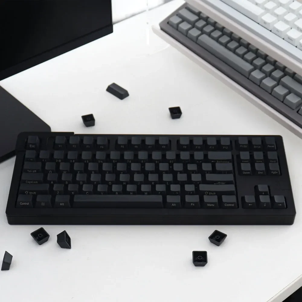 

108 Keys Keycaps Black carbon Themes Side-Word OEM Height PBT Thermal Sublimation For 61 68 75 87 104 108 Mechanical Keyboard