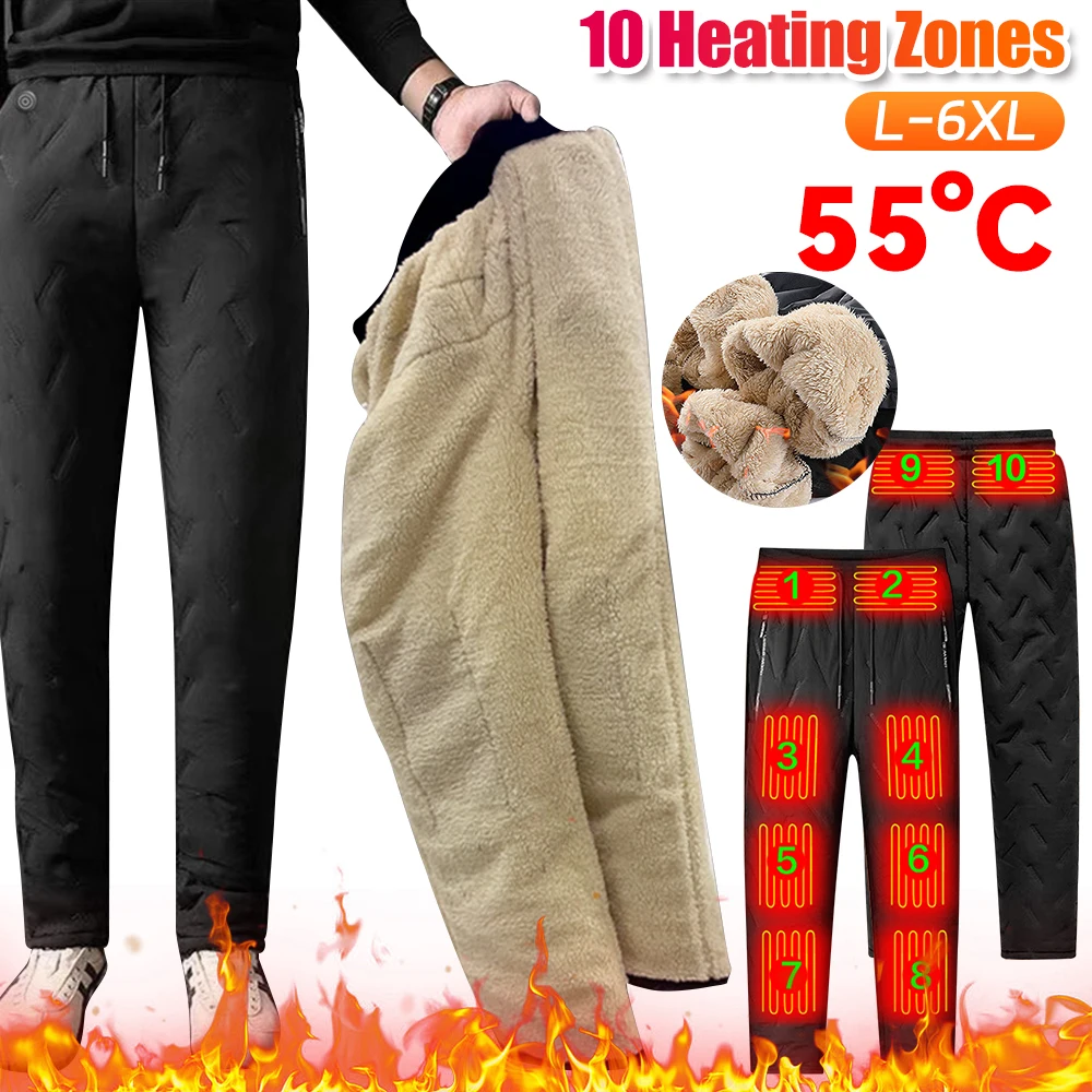 Unisex Heated Pants 10 Heating Zones Electric Thermal Trousers 3 Temperature Modes Waterproof Winter Electric Warmer Clothing