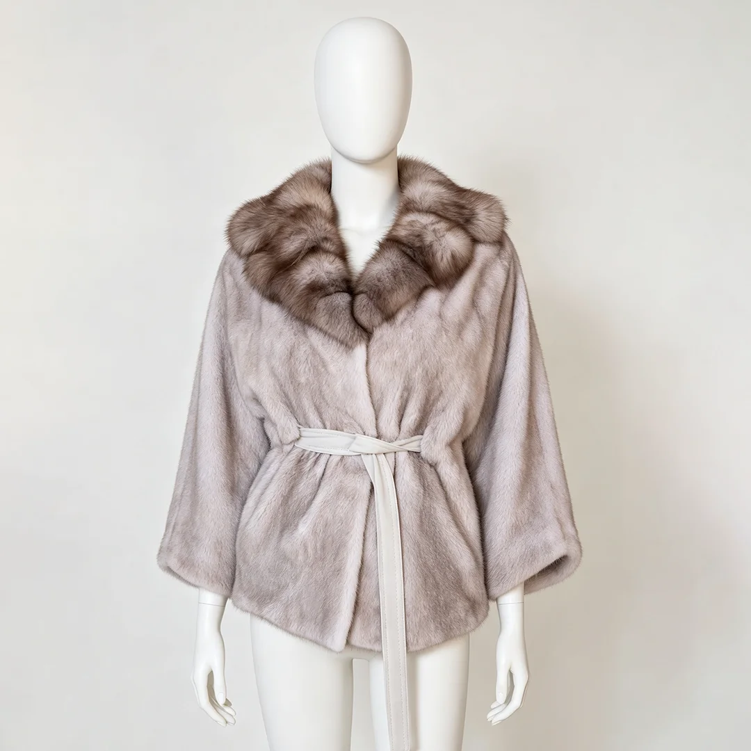 Women's Faux Fur Belted Cape Coat 8