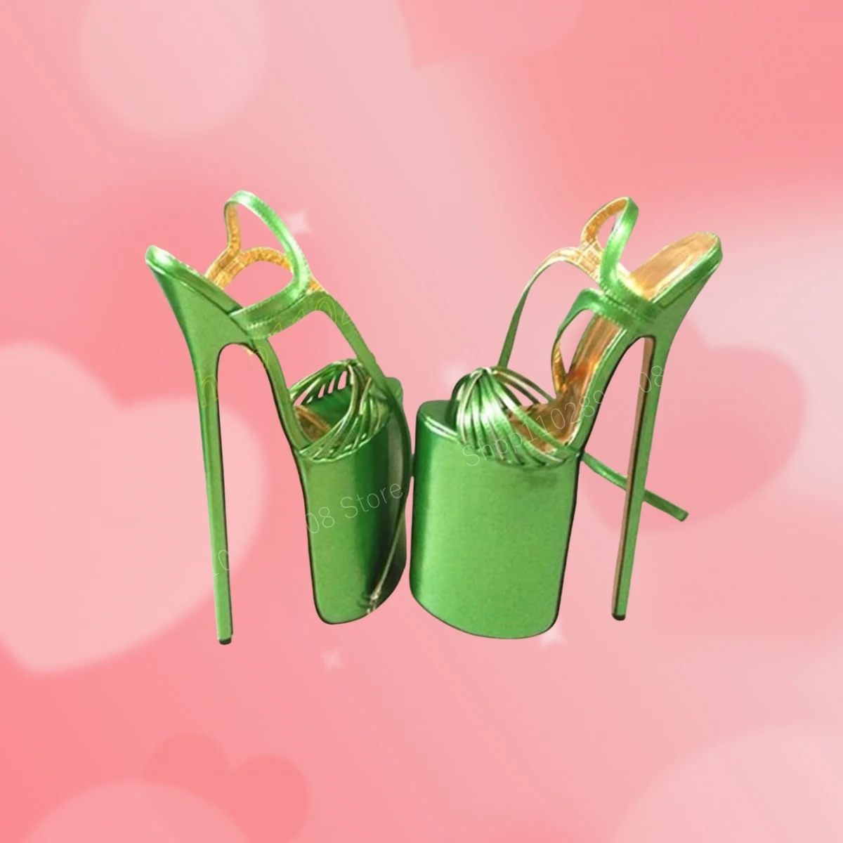 

Green Color Cross Tied Hollow Platform Sandals Ankle Buckle Strap Stiletto High Heel Fashion Women Shoes 2024 New Para Mujere