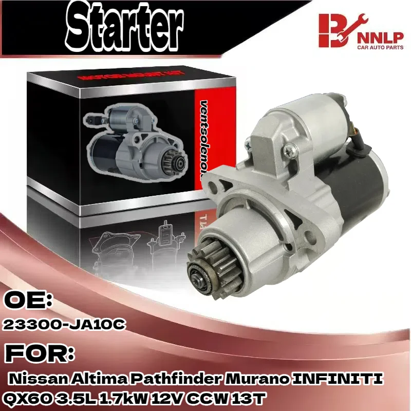

For Starter for Nissan Altima Pathfinder Murano INFINITI QX60 3.5L 1.7kW 12V CCW 13T 23300-JA10C