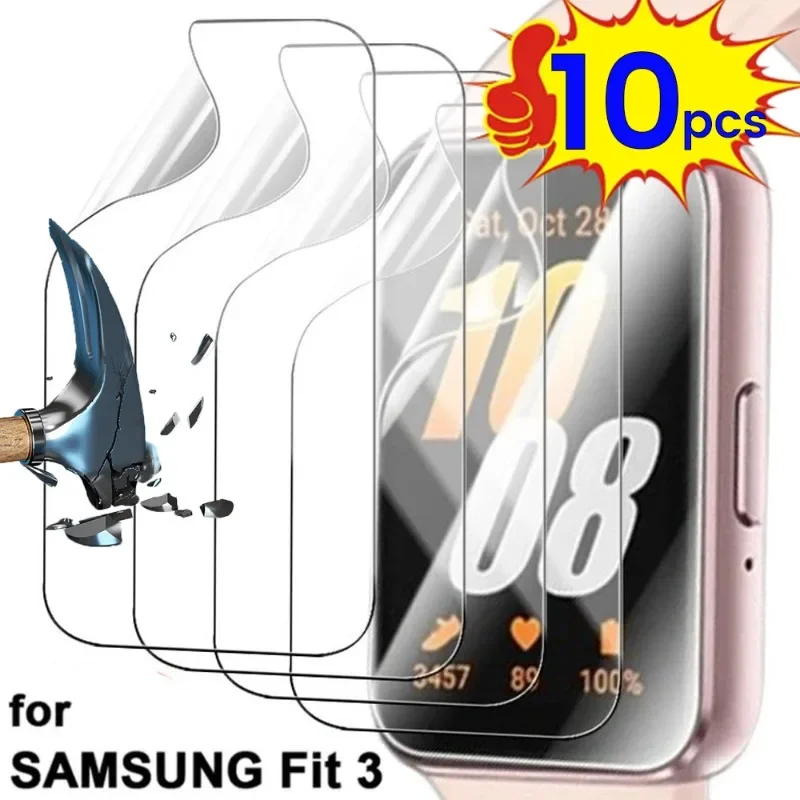 10-1Pcs Clear Soft TPU Hydrogel Films For Samsung Galaxy Fit 3 Smartwatch HD Ultra Thin Screen Protector Not Tempered Glass