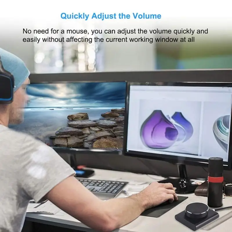 594A USB Computer PC Speaker External Volume Control Adjust Knob Black