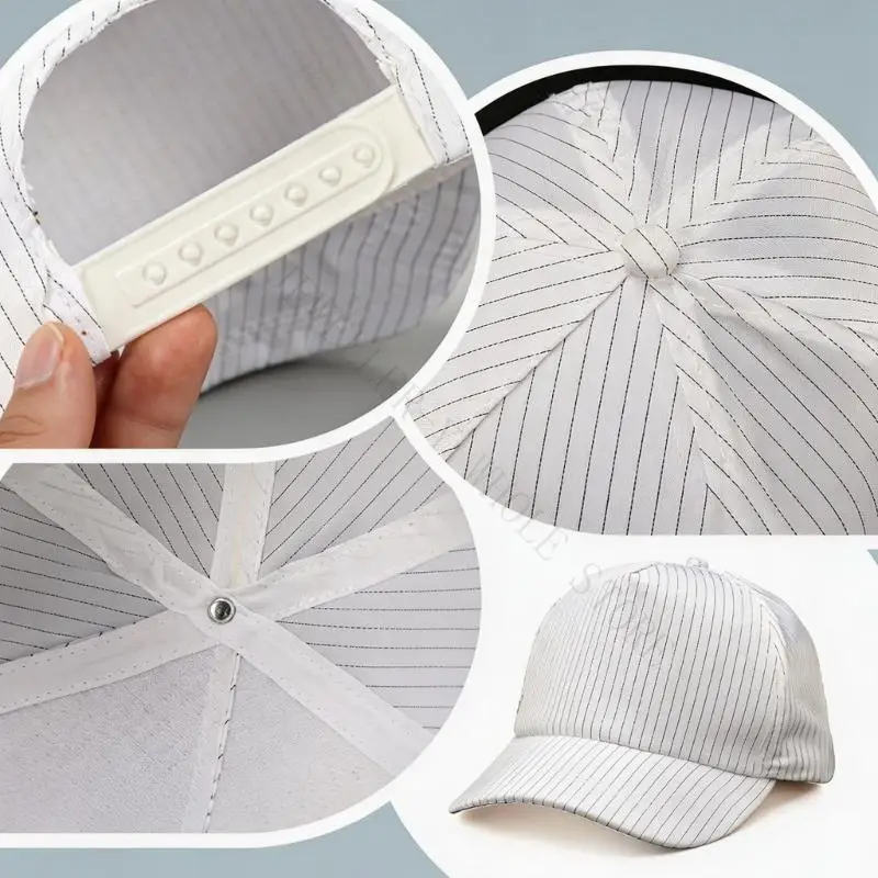 R7UF Inspection Headwear ESD Cleanroom Cap Breathable Front Shade Semi Mesh Polyester 56-60 for Workshop and Lab Teams