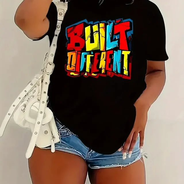 Różna T-Shirt z nadrukiem z napisami na co dzień wycięcie pod szyją koszulka z krótkim rękawem koreańska koszulka z grafiką nadrukowana moda Top letnie ubrania