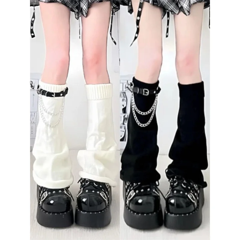 

Y2K Spicy Girls JK с напуском до колена, женские осенне-зимние вязаные гетры с широкими штанинами в полоску и расклешенными манжетами до середины икры