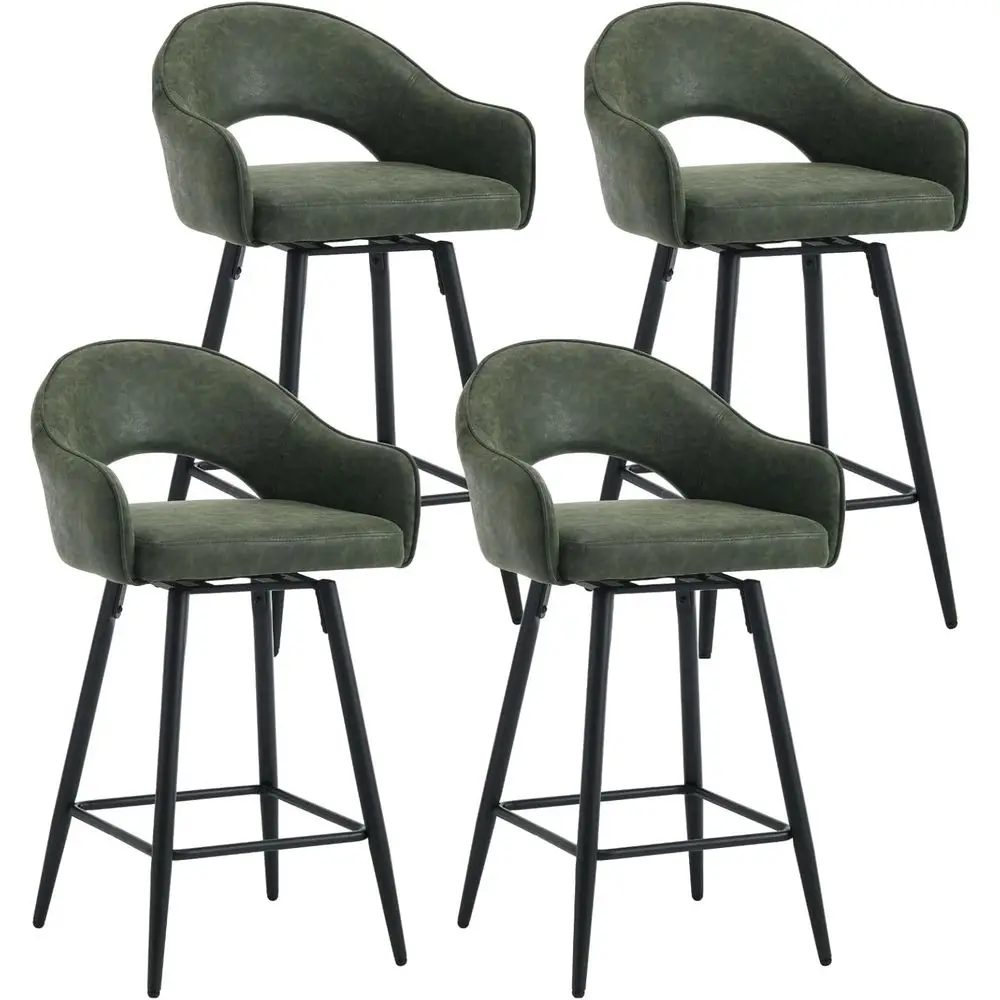 

Набор из 4 зеленых барных стульев с обивкой из ПУ, высота 27 дюймов, подходят для кухонных островов, бистро и кафе