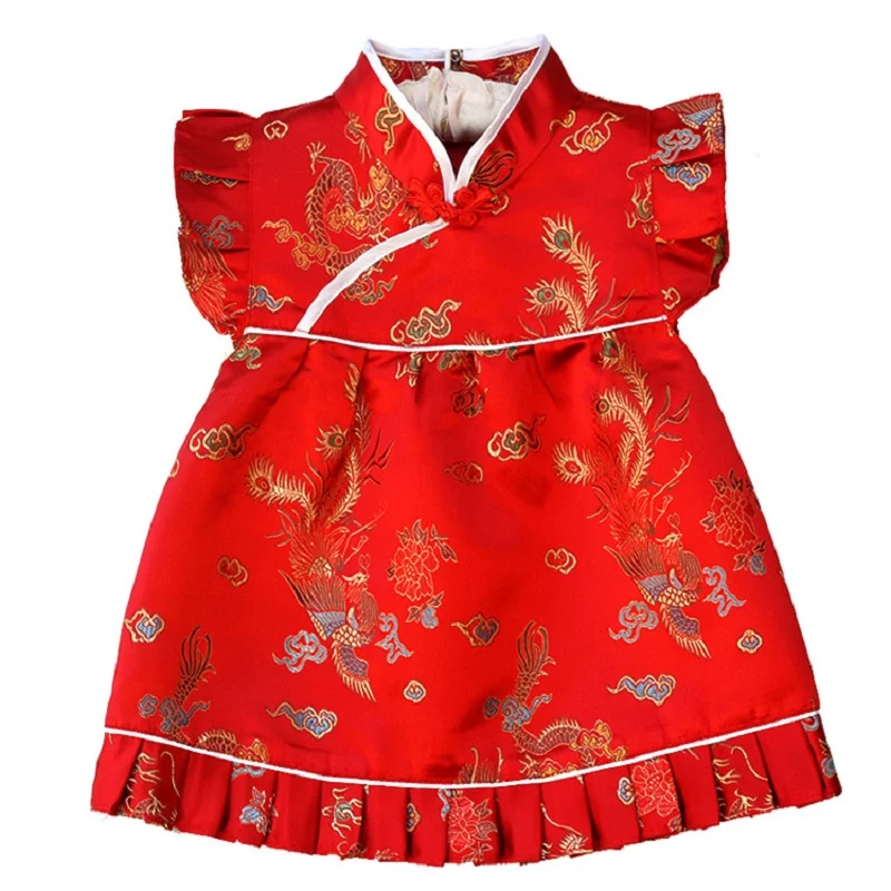 2022 New Summer Floral Girls clothes sets outfits infant suits New Year Chinese tops dresses short pants cheongsam