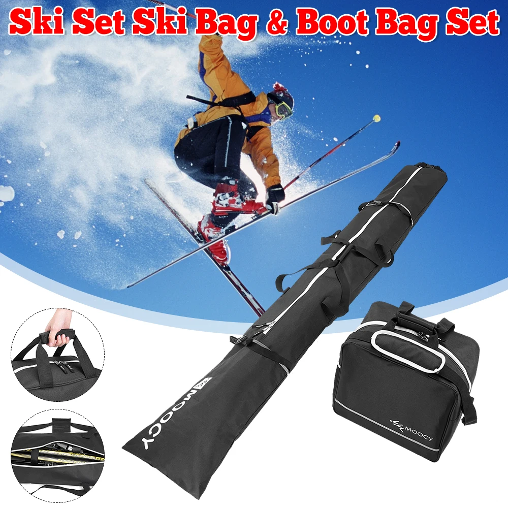 

2PCS Ski Bag And Ski Boot Bags Waterproof Ski Duffle Bag&Boot Tote Set Snowboard And Boot Storage Bag Winter Skiing Accessories