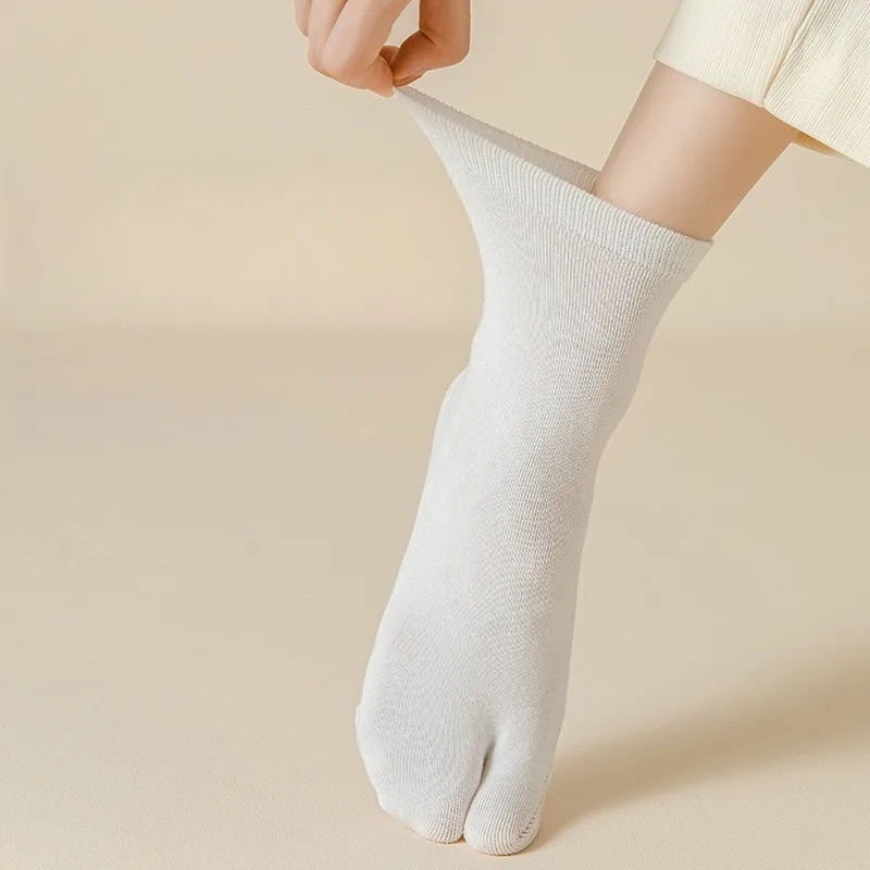 5 Pairs Tabi Women Spring Autumn Solid Socks Sets Lady Japanese Style Cotton Two Finger Kimono Flip Flop Sandal Split Toe Socks