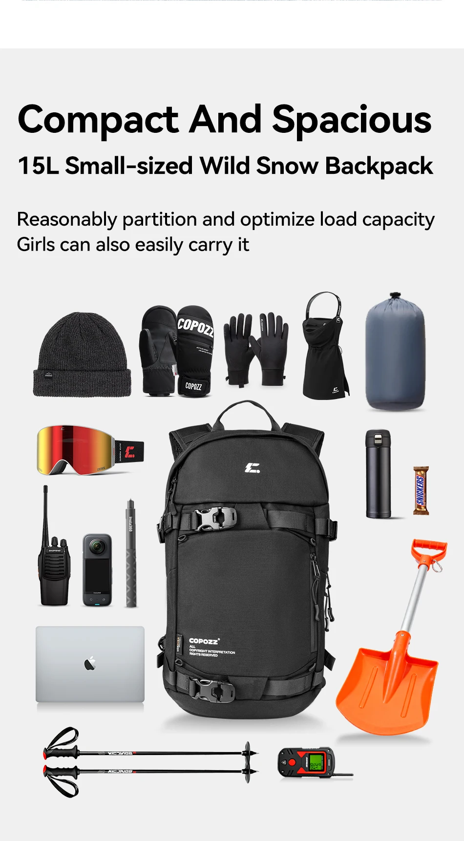 COPOZZ Skitasche, wasserdicht, leicht, verschleißfest, für Reisen, großes Fassungsvermögen, Outdoor-Sportzubehör, Snowboard-Aufbewahrungsrucksack – Detail 7