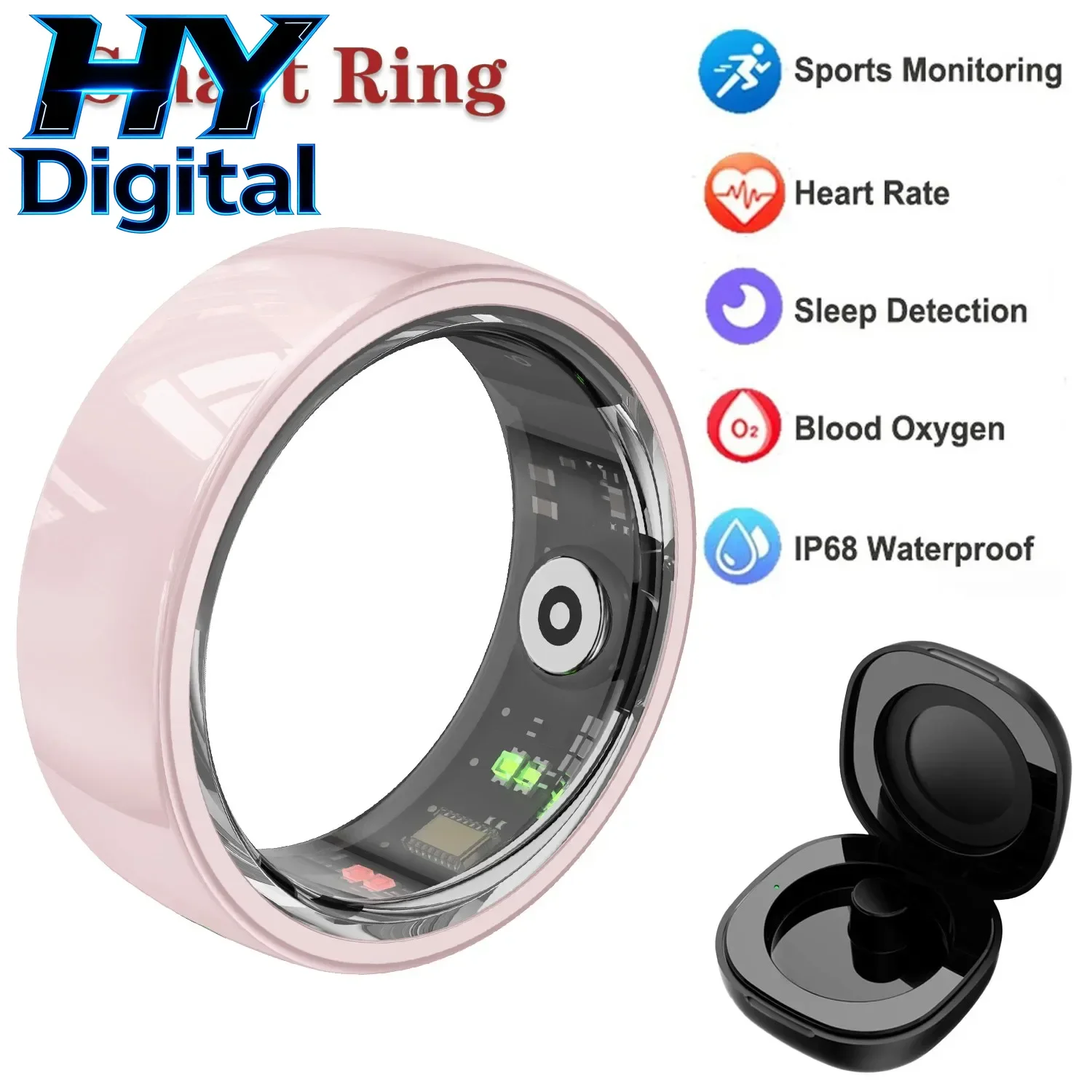 

Умное кольцо HY Digital с функцией NFC, зарядным чехлом, сенсорным управлением жестами, мониторингом сердечного ритма и сна, мультиспортивным режимом