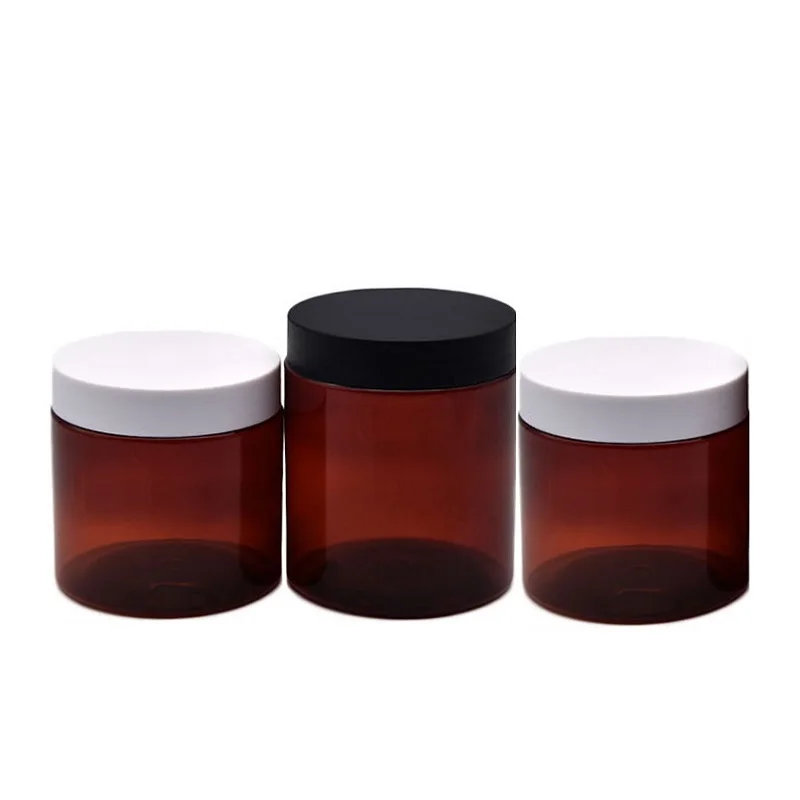 24Pcs Plastic Container Clear Brown Refillable Bottle 50g 80g 100g 120g 150g 200g 250g Matte White Black Lid Cosmetic Cream Jars