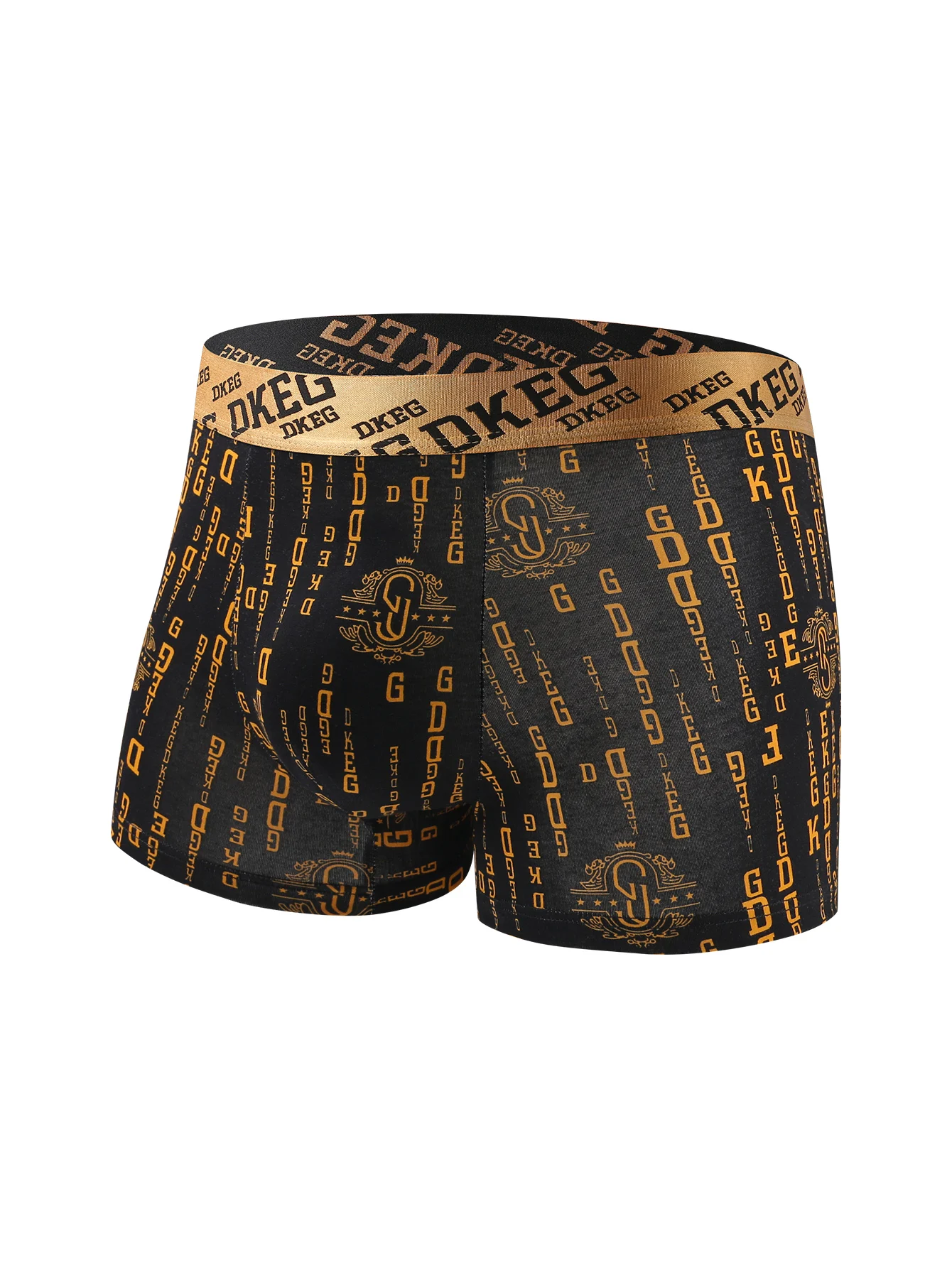 Men\'s luxurious black gold printed cotton boys\' underwear antibacterial breathable boxer shorts 4-pack