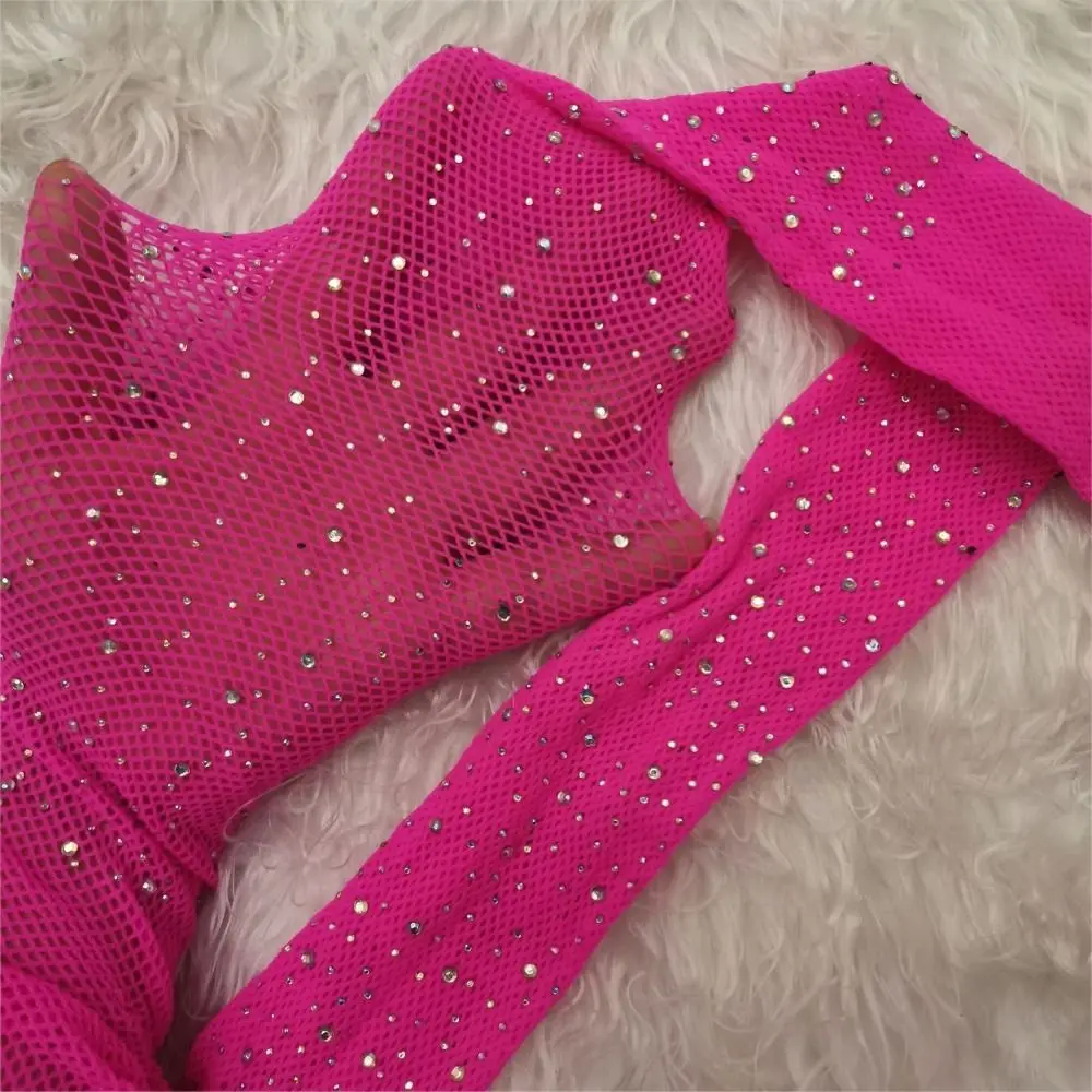 Fashion Shiny Fishnet Tights Glitter Thin Pantyhose Hot-drilled Acrylic Stockings Women Girl