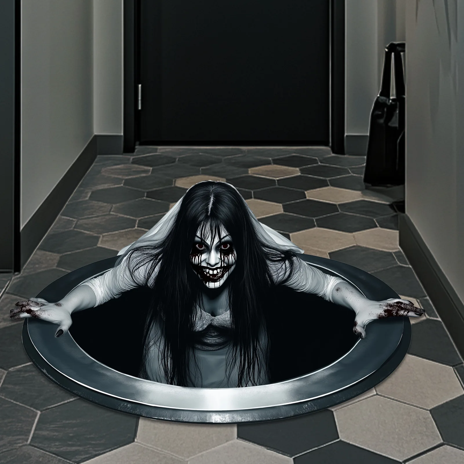 ملصقات أرضية جدار الهالوين رعب مخيف رعب شعر طويل شبح فتاة نافذة ملصق غرفة نوم غرفة المعيشة ديكور المنزل الدعائم #6