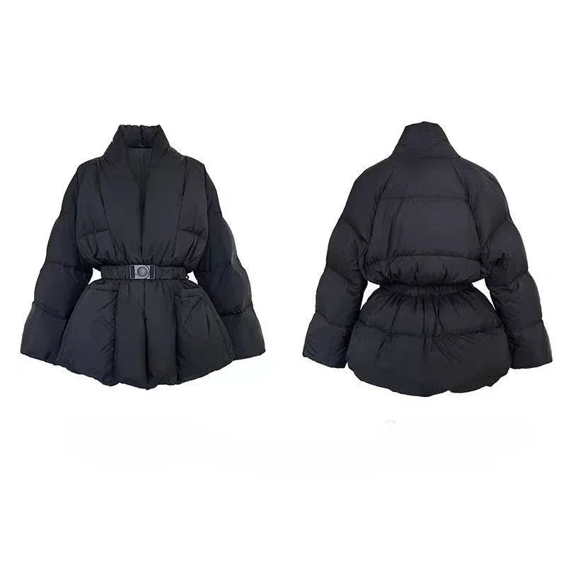 Women's New-style Korean Version Loose-fit Slimming Down Jacket Featuring White Duck Down Warmth and Waist-cinching Silhouette