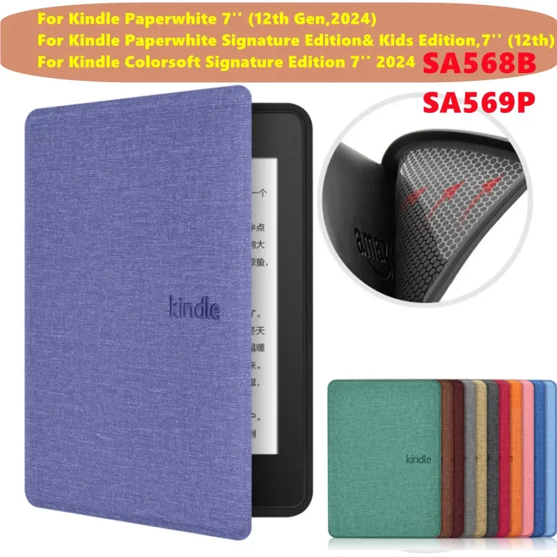 

Soft TPU Back Case for Kindle Paperwhite 2024 12th Generation Colorsoft 7'' Signature Edition 12th Magnetic Smart Shell Cover