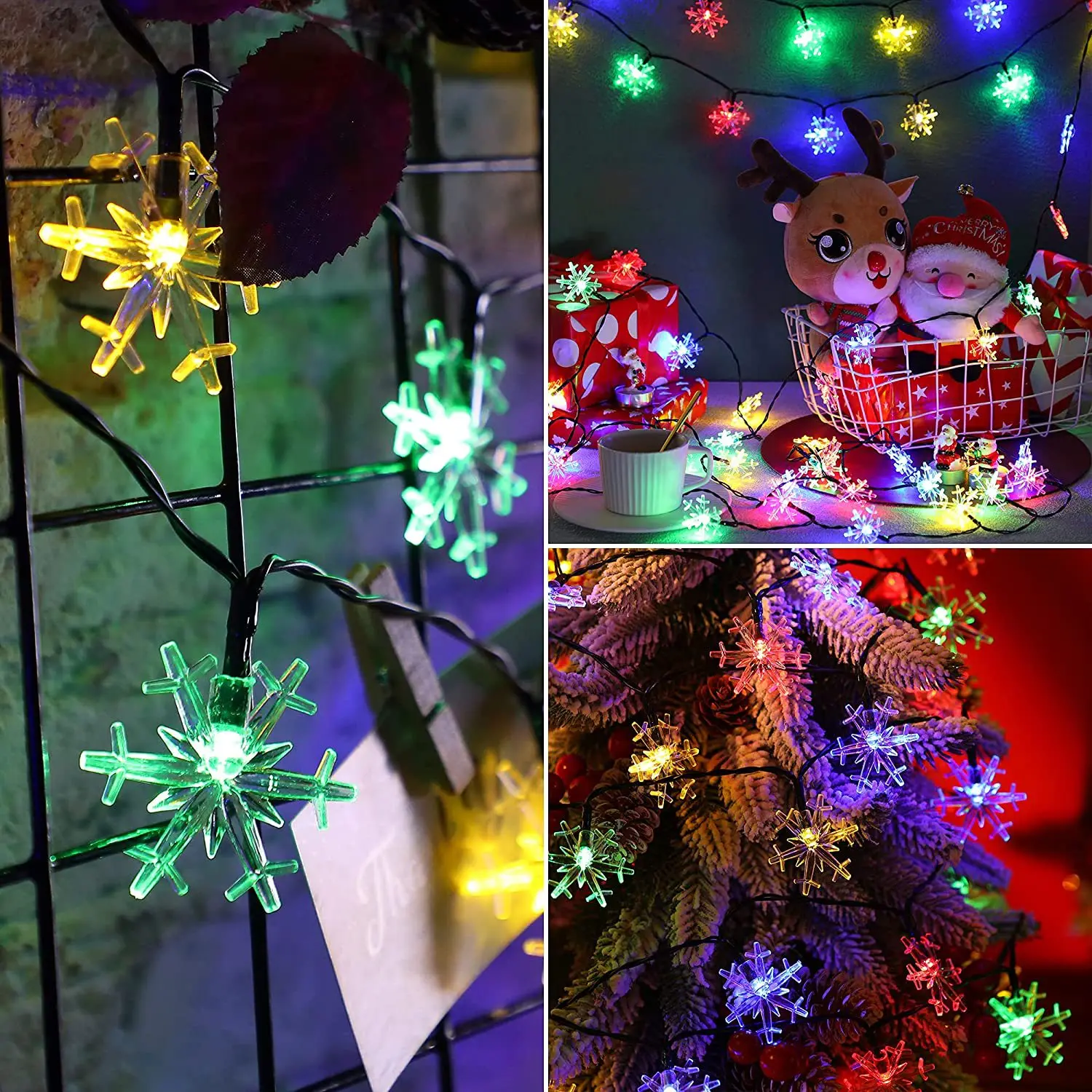 Outdoor Solar Powered LED String Lights, Luzes de neve do Natal, Luz impermeável do pátio, Decoração de festa de jardim, 024, 2023, 2023