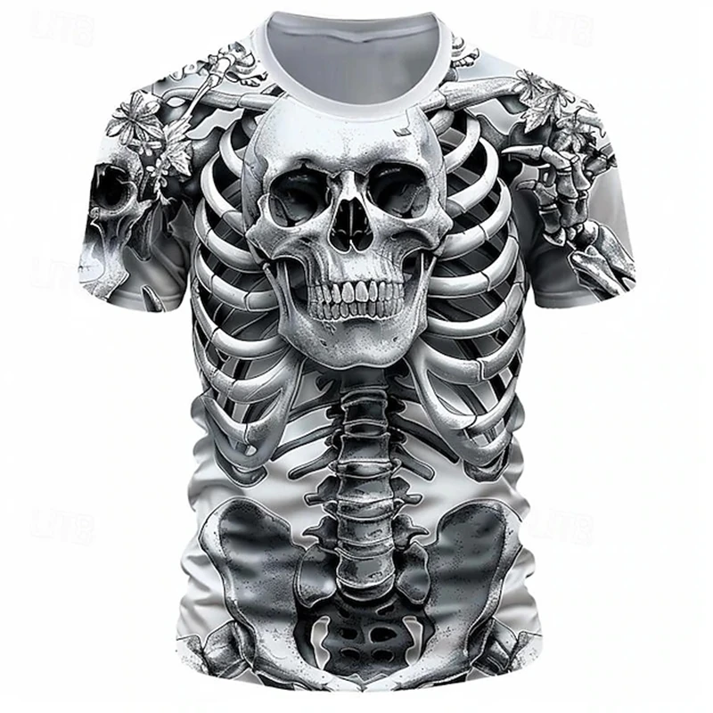 Horror Skeleton T-Shirts Skull 3D Print Streetwear Men Women Fashion Oversized Short Sleeve T Shirt Kids Tees Tops Man Clothing