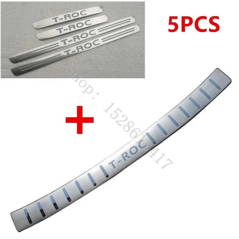 For VW VW/Volkswagen T-ROC TROC 2018-2024 Rear Door Bumper Protector sill plate Door sill scuff plates Sticker car Accessories