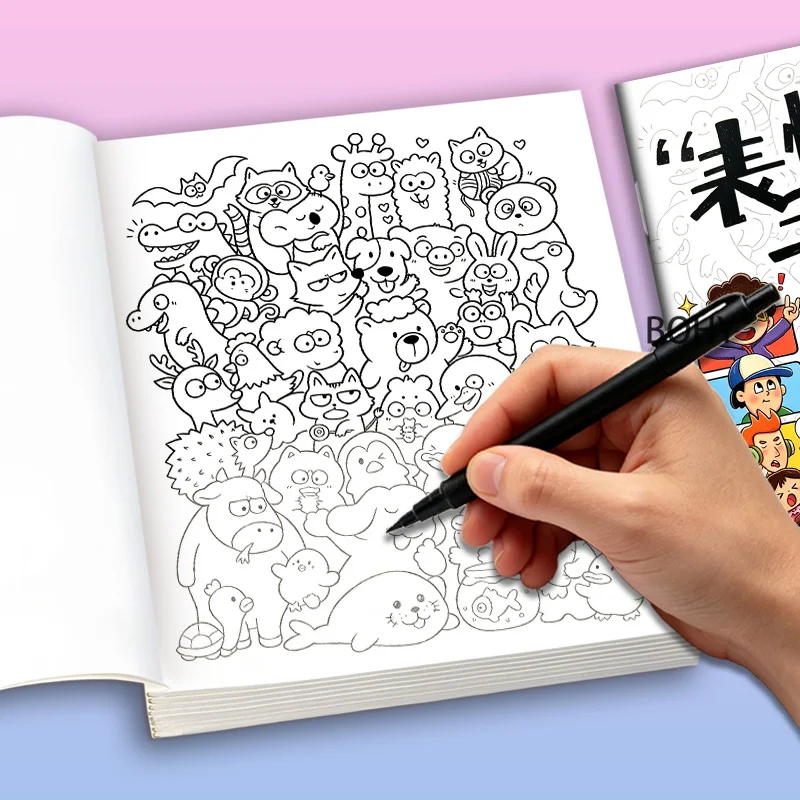 1 Volume of Emoji Pack Control Pen Drawing Book, Total of 32 Pages of Theme Simple Pen Patterns That Can Be Traced and Colored