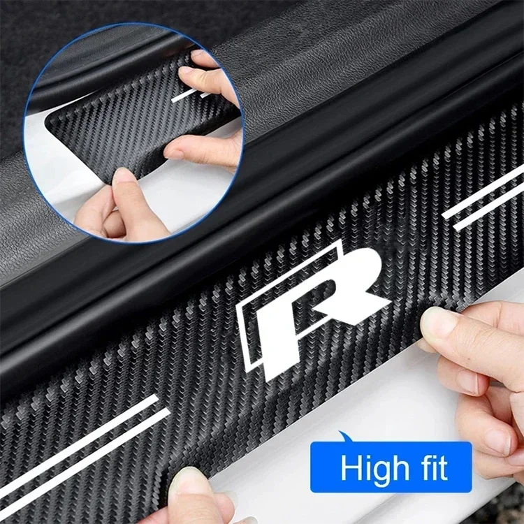 Car Threshold Tape Films Door Sill Protective Stickers for Volkswagen Rline R Logo Amarok GTD Arteon Trunk Bumper Scratch Strips