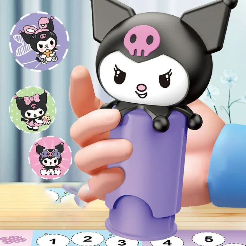 Cute Sanrio Kuromi Stamp Stickers Kawaii Cartoon Kids Creative DIY Waterproof Colorfast Stickers Picture Album Children Toy Gift