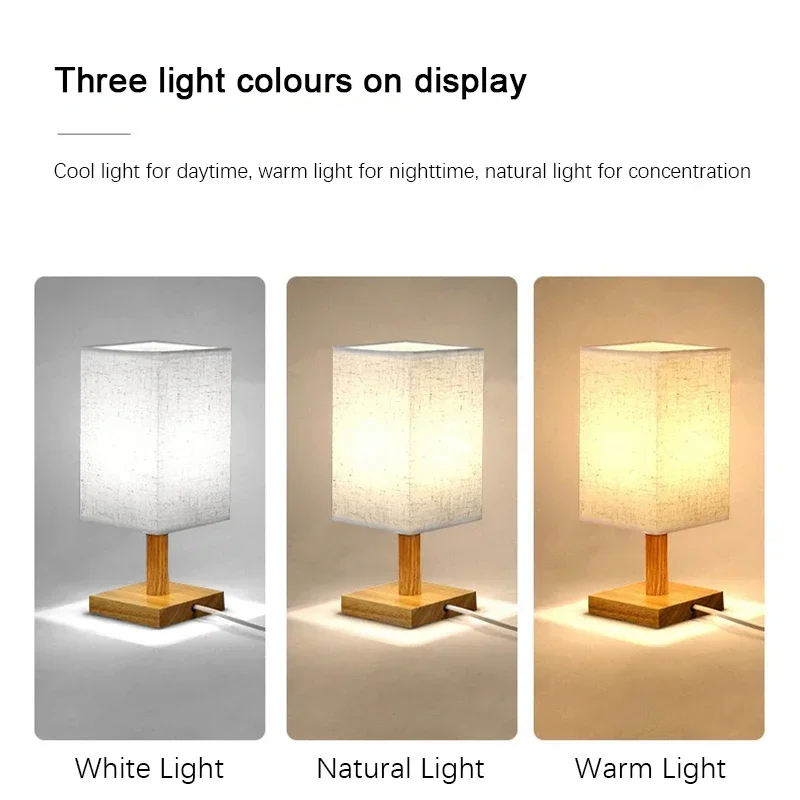 LED Table Lamps Chinese Style Dimmable USB Plug Simple Lamp Light Fabric Lampshade For Home Bedroom Decor Bedside Night Lighting