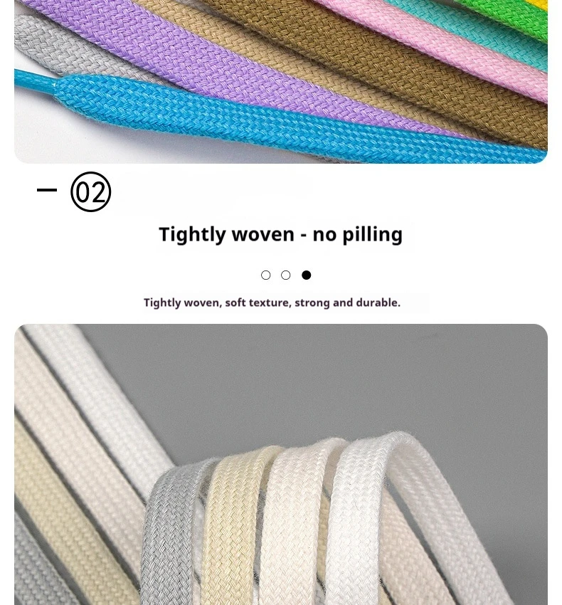 Doppellagige Schnürsenkel aus Polyester-Baumwolle, 1 cm breit, flach, hochwertige Schnürsenkel für Sneaker, Segeltuchschuhe, 1 Paar – Detail 3