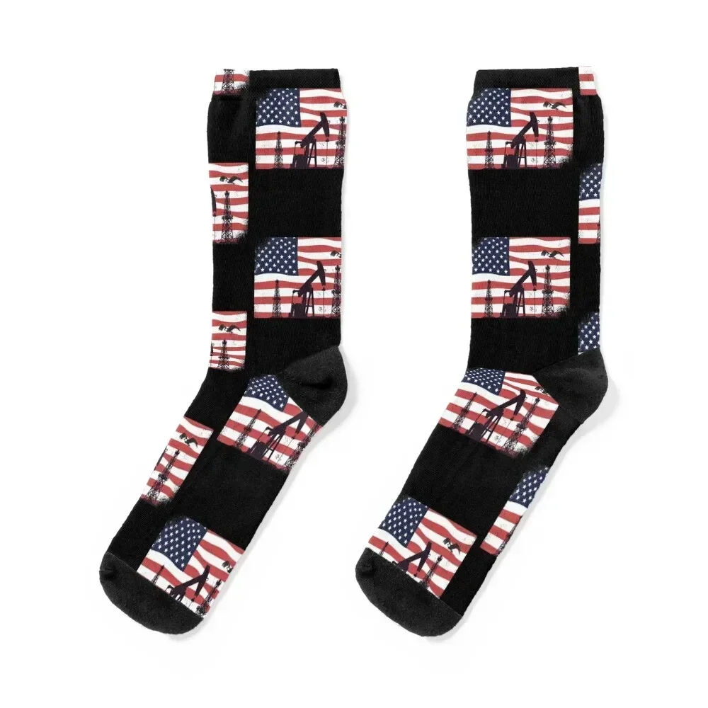 

Oil Rig Worker Pump USA American Gas Oilfield Socks funny gifts retro fashionable Men Socks Luxury Brand Women's