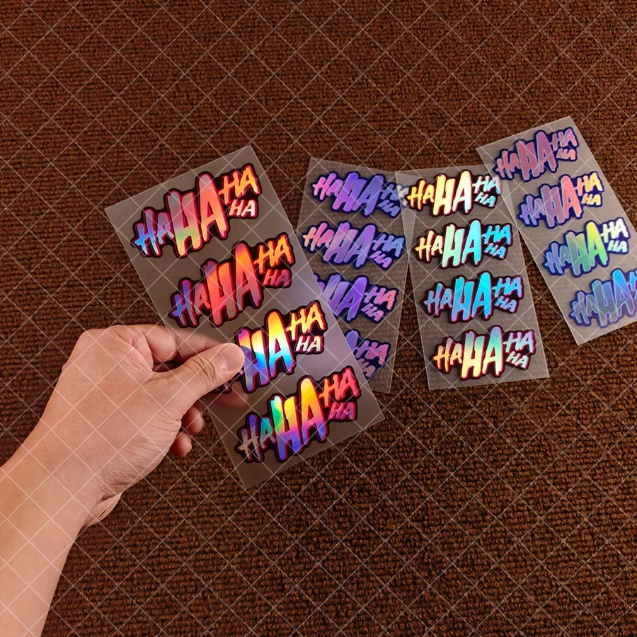 1 conjunto de adesivo holográfico para moto automática "HAHA HA", decalque de texto moderno para motocicleta de carro, acessório de personalização externa