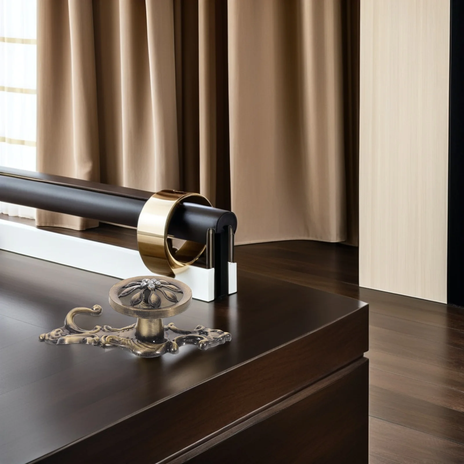 

1Pair Zinc Alloy Curtain Hooks Vintage Sunflower Pattern Decorative Wall Mounted Curtain Tiebacks Heavy Drapery Holdbacks