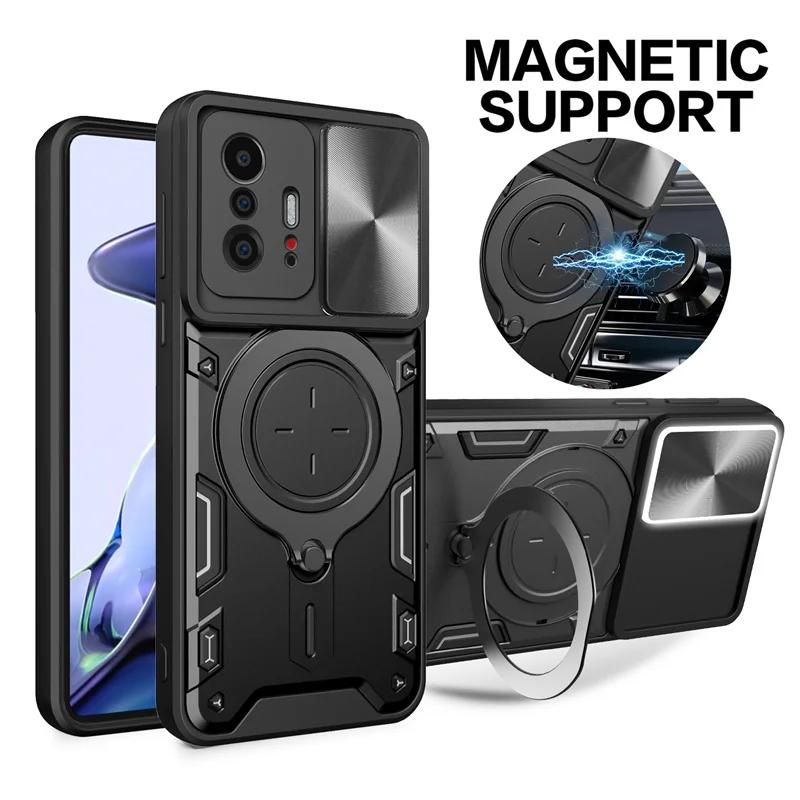 Luxury Shockproof Armor Case For Xiaomi 11T Mi 11 T Pro Magnetic Holder Ring Stand Lens Protect Funda Xiaomi11T Pro Back Cover