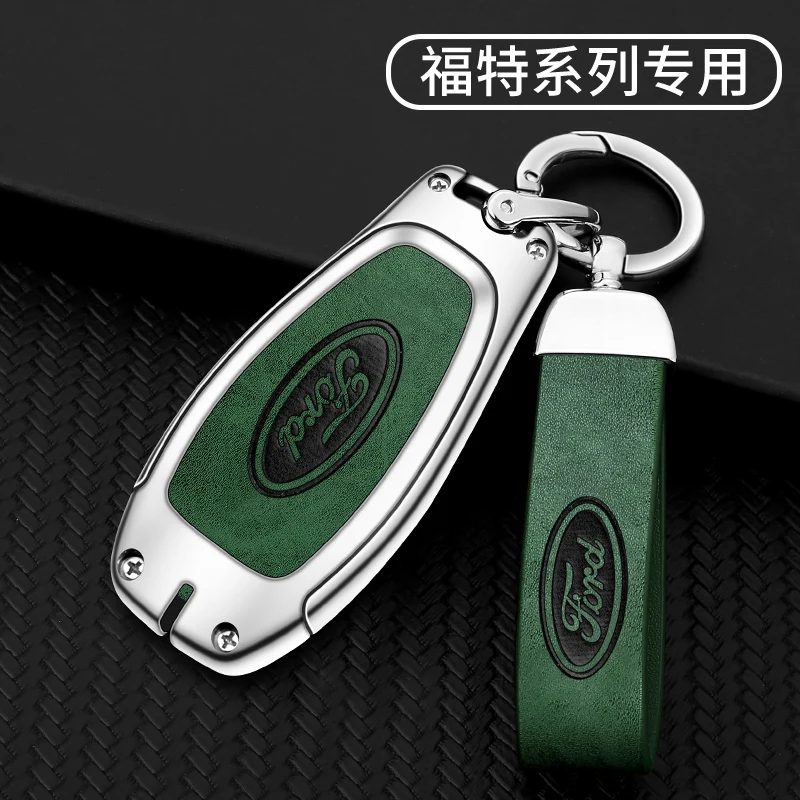 Leather Car Smart Key Case Cover Shell For Ford Focus 3 4 ST Mondeo MK3 MK4 Fiesta Fusion Kuga Ecosport Protect Fob Accessories