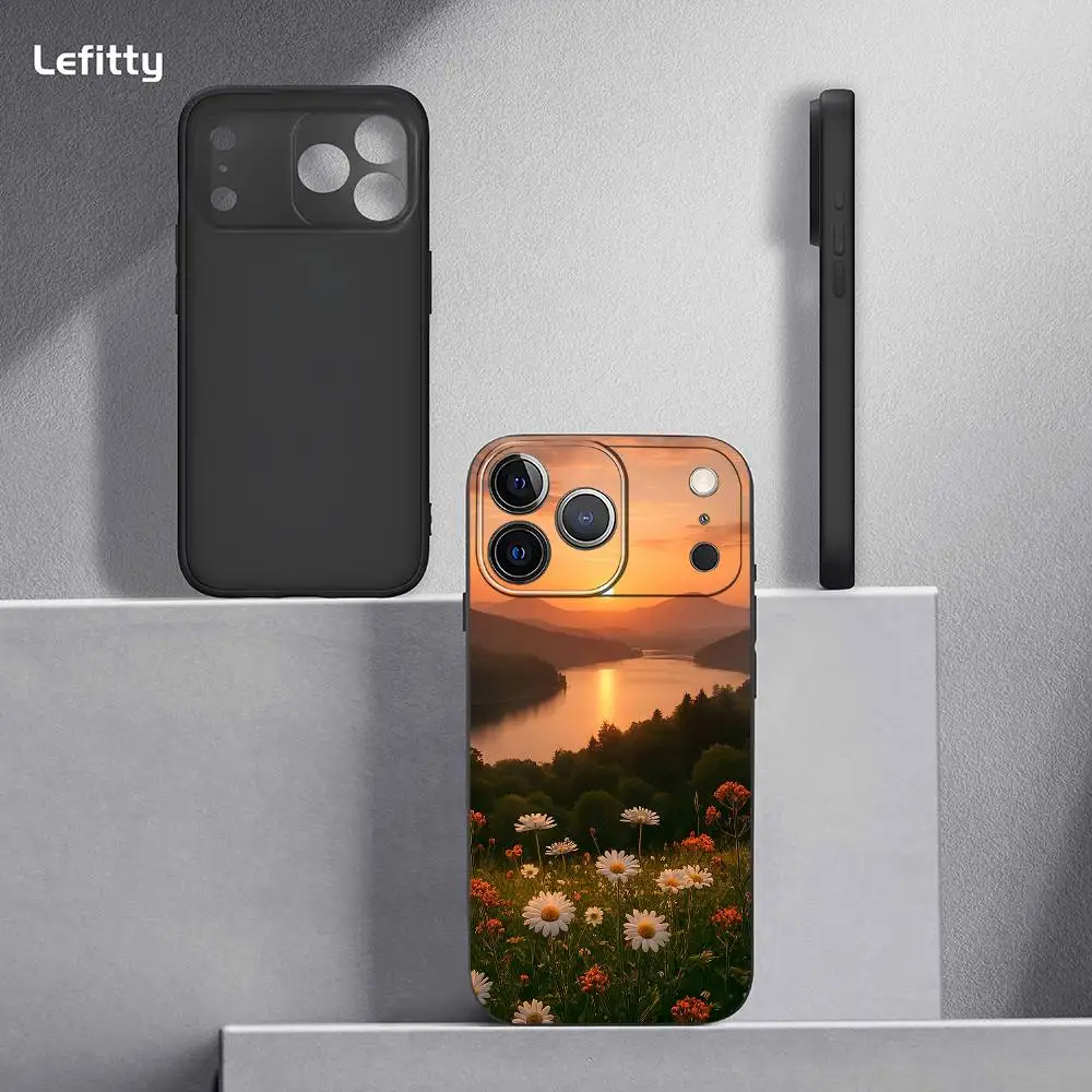 Sunset scenery phone case for iPhone 17 16 15 14 13 Pro Max Plus Mini Frosted Soft Case Funda Shockproof Cases