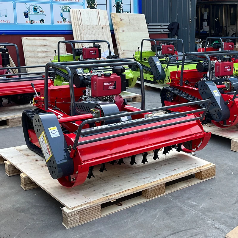 Kleiner Roboter-Rasenmäher, Breite 800 mm, 1000 mm, 1200 mm, ferngesteuerter Raupenmäher