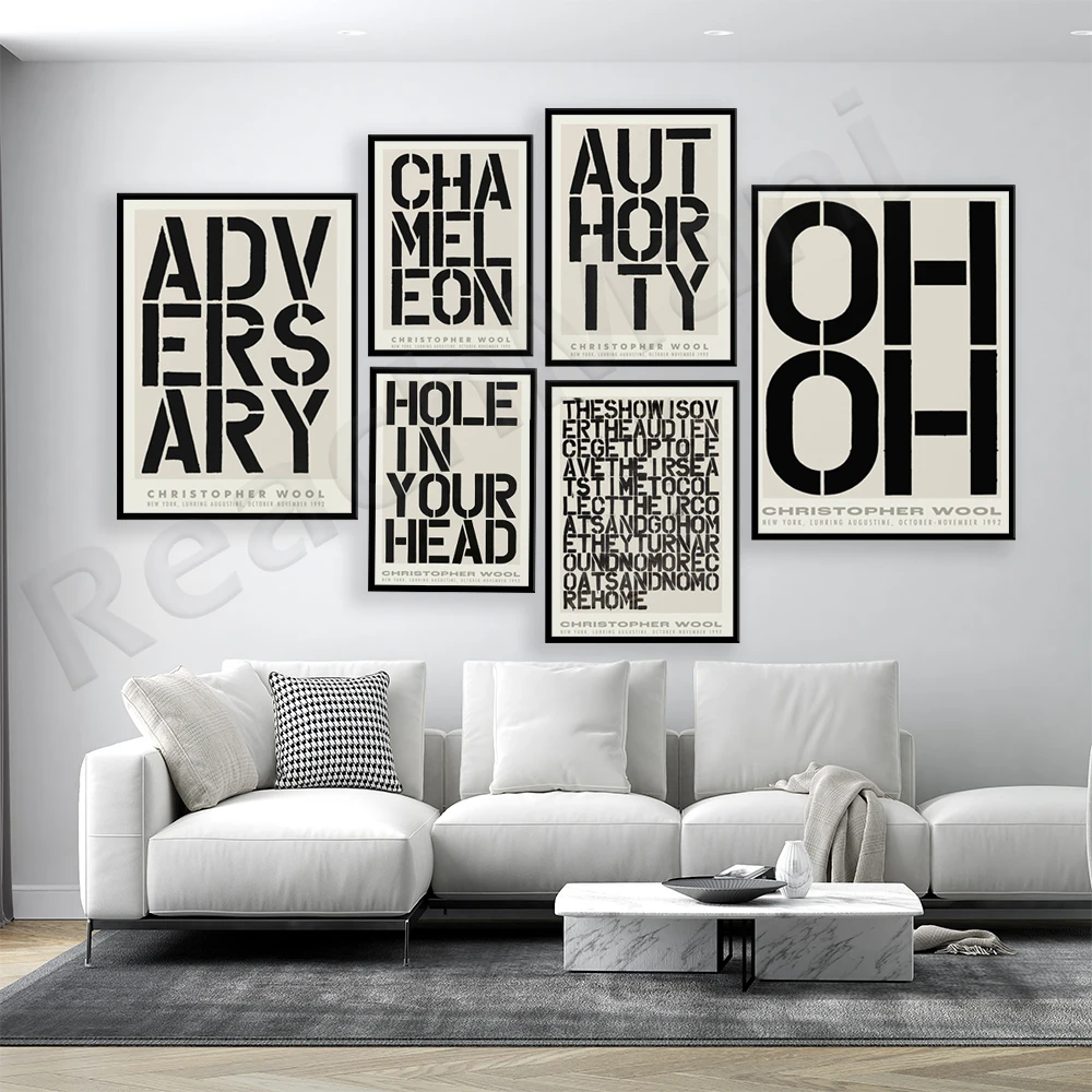 Christopher Wool Prank, Definitive Poster, Christopher Wool Black Book Text Art Poster Canvas Painting Living Room Home Decor