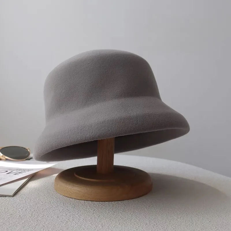 Neue Herbst Winter Doppel lauschen Hepburn Stil Eimer Hut weibliche Wolle Fedora Hut für Frauen elegante Qualität Becken Hut Designer Bonn – Detail 8