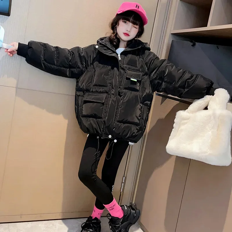 Winter New Girls Coats Fashion Teens Thicken Warm Outerwear Jackets Kids Clothes For 3-10 Year Long Parkas TZ976