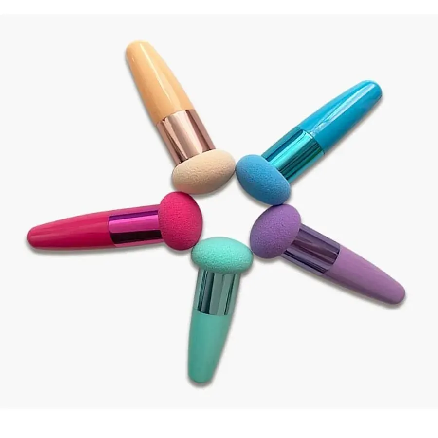 Juego de 5 brochas de maquillaje, brocha de maquillaje con forma de seta pequeña, herramienta de belleza, pluma de belleza de corte oblicuo adecuada para uso doméstico o en viajes