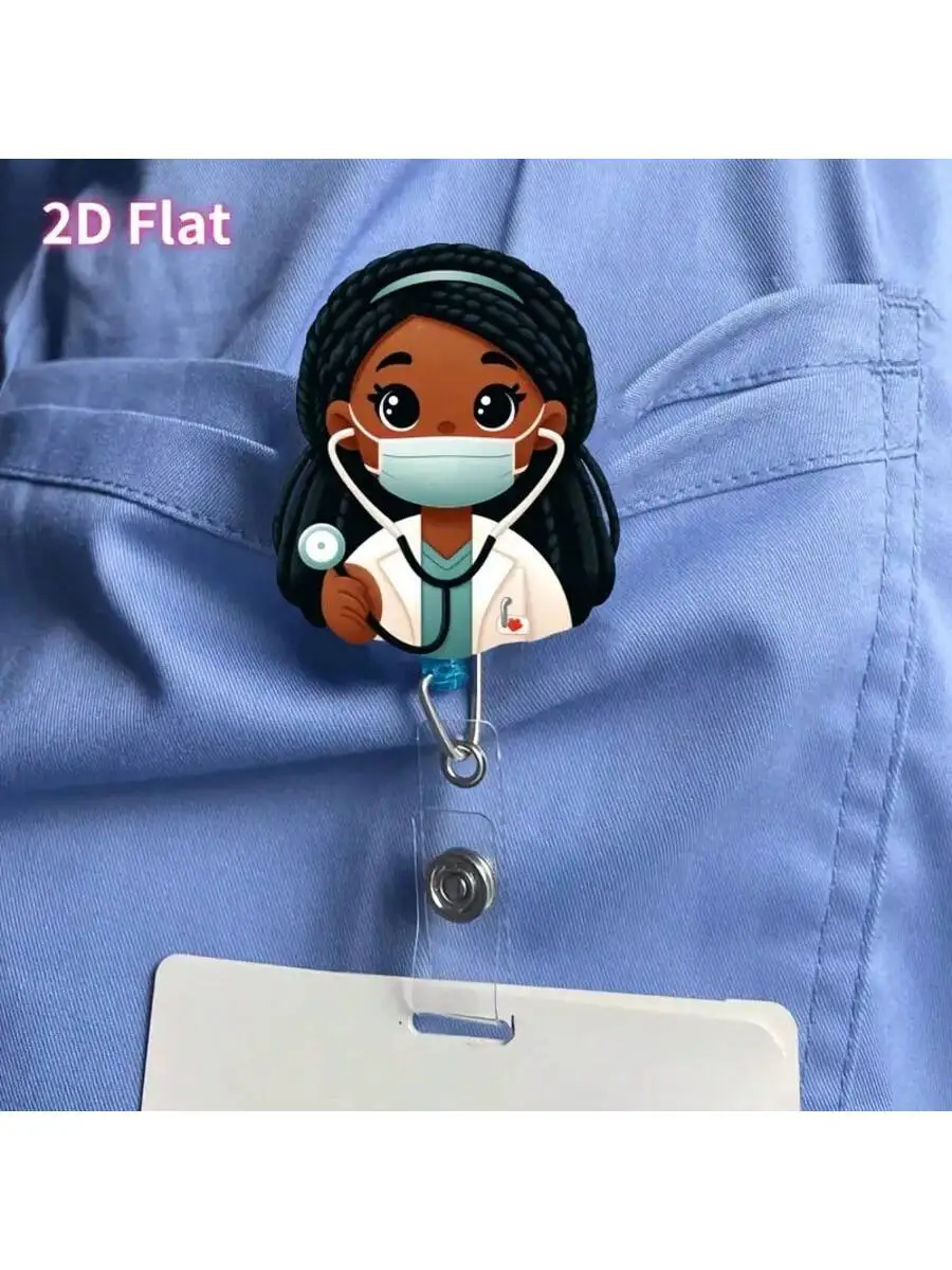 Bobine de badge rétractable, 1 pièce, design d'infirmière, porte-carte d'identité en acrylique Durable pour infirmières, employés de bureau et étudiants,