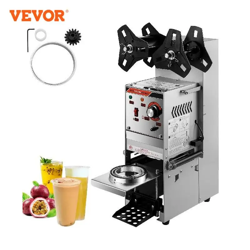 

VEVOR 90mm / 95mm Diameter Semi-Automatic Bubble Tea Cup Sealer Stainless Cup Sealing Machine for Commercial Coffee Cocoa Drinks