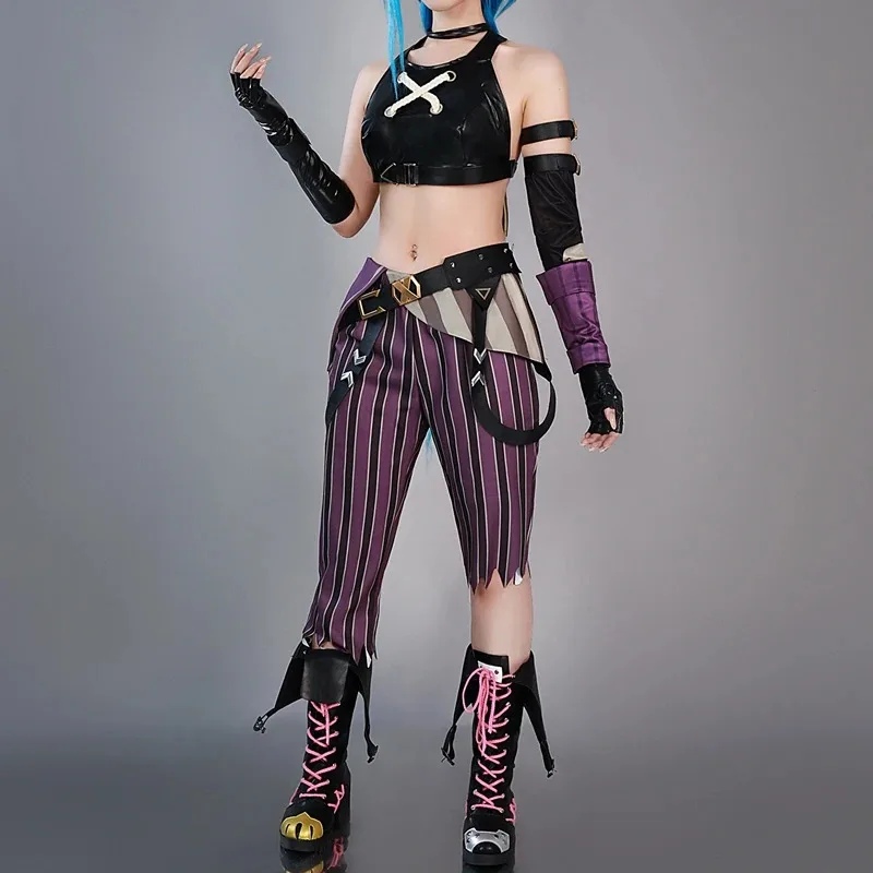 CyAnime juego LOL Arcane disfraz de Cosplay Loli Jinx Cosplay cañón suelto traje de Cosplay peluca Sexy mujer disfraz de Carnaval de Halloween