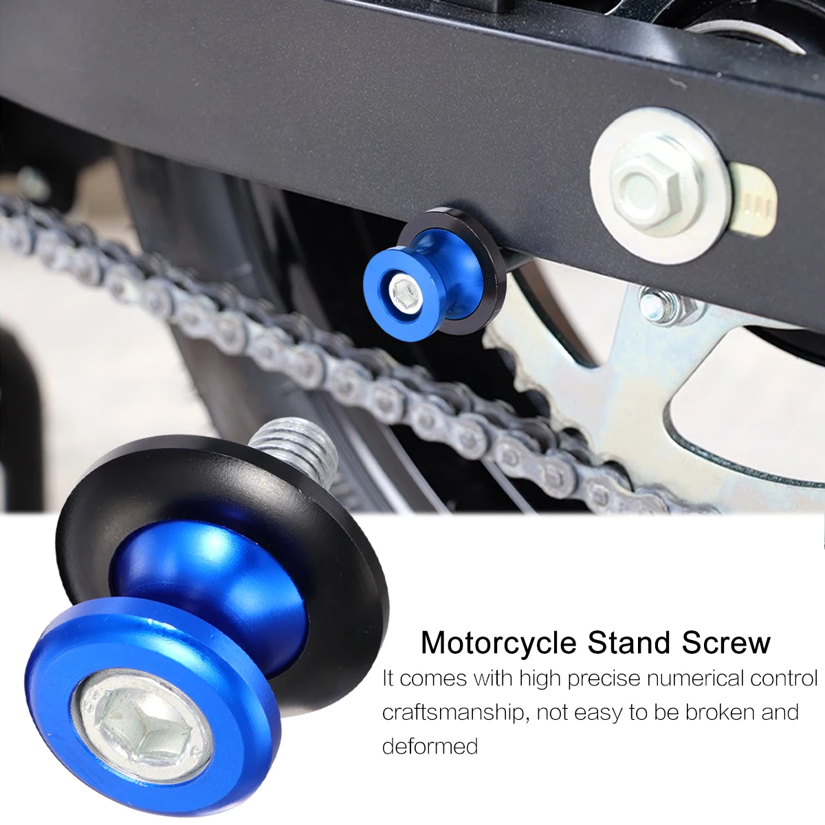 

2pcs 10Mm Motorcycle Frame Aluminum Alloy Swingarm Spool Screw Durable High Temp Resistant Car Back Lifting Screw Blue