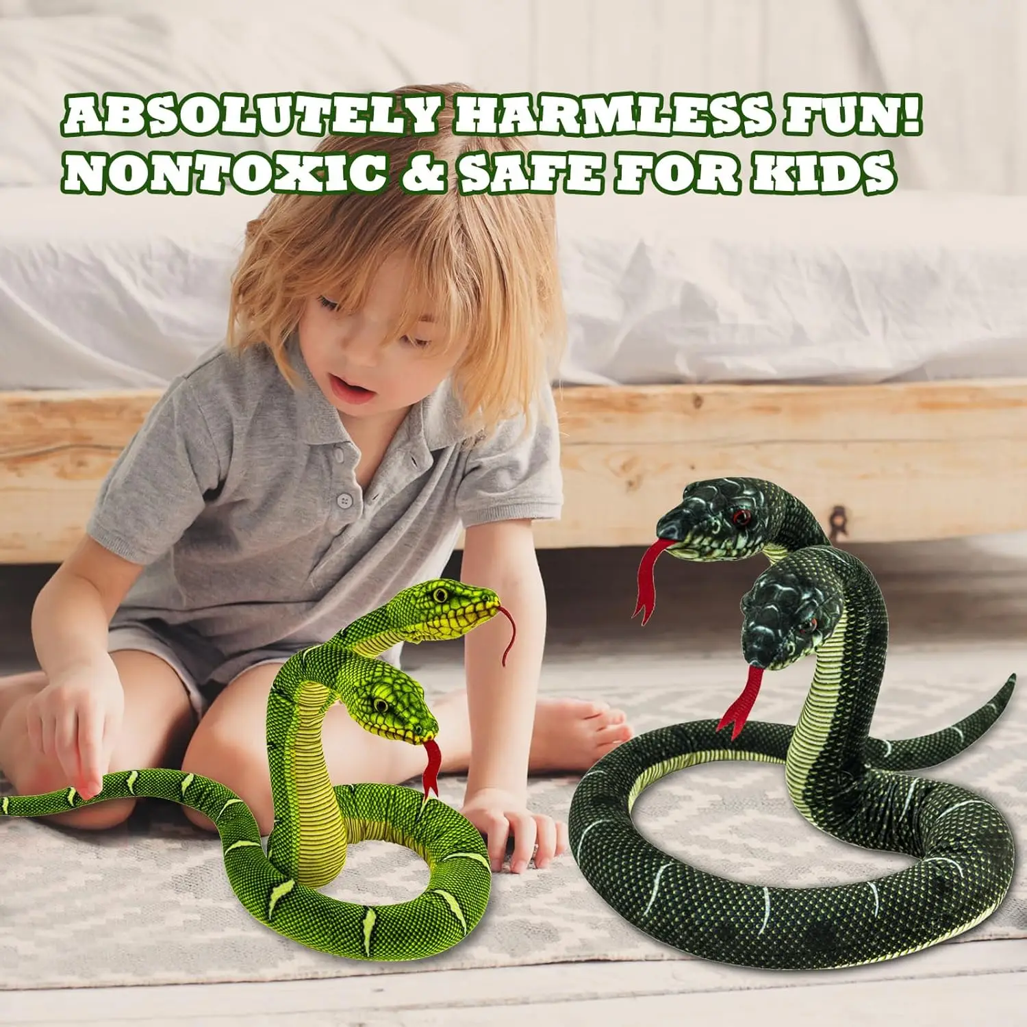 Realistic Two-Headed Snake Plush Toy Lifelike Stuffed Animal Prank Toy Flexible Soft Snake Toy For Kid Trick Gift Novelty Gag To view 6
