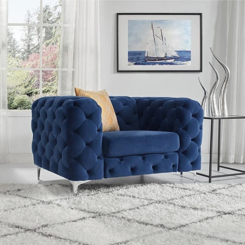 Stylish Nordic, modern and simple, buckle living room, casual fabric sofa
