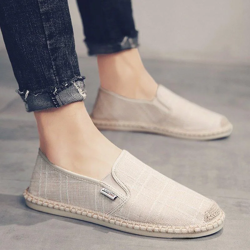 

Trendy Men's Slip-On Canvas Shoes Breathable Low-Top Flat Heel Korean Style Summer Casual Footwear Youth Fashion Sneakers