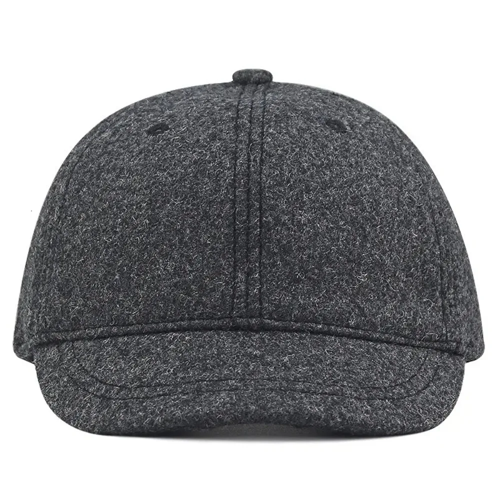Winter Large Size 68cm Baseball Caps Old Men Warm Short Peak Wool Hat Big Head Man Plus Size Felt Snapback Cap 56-61cm 62-68cm 4