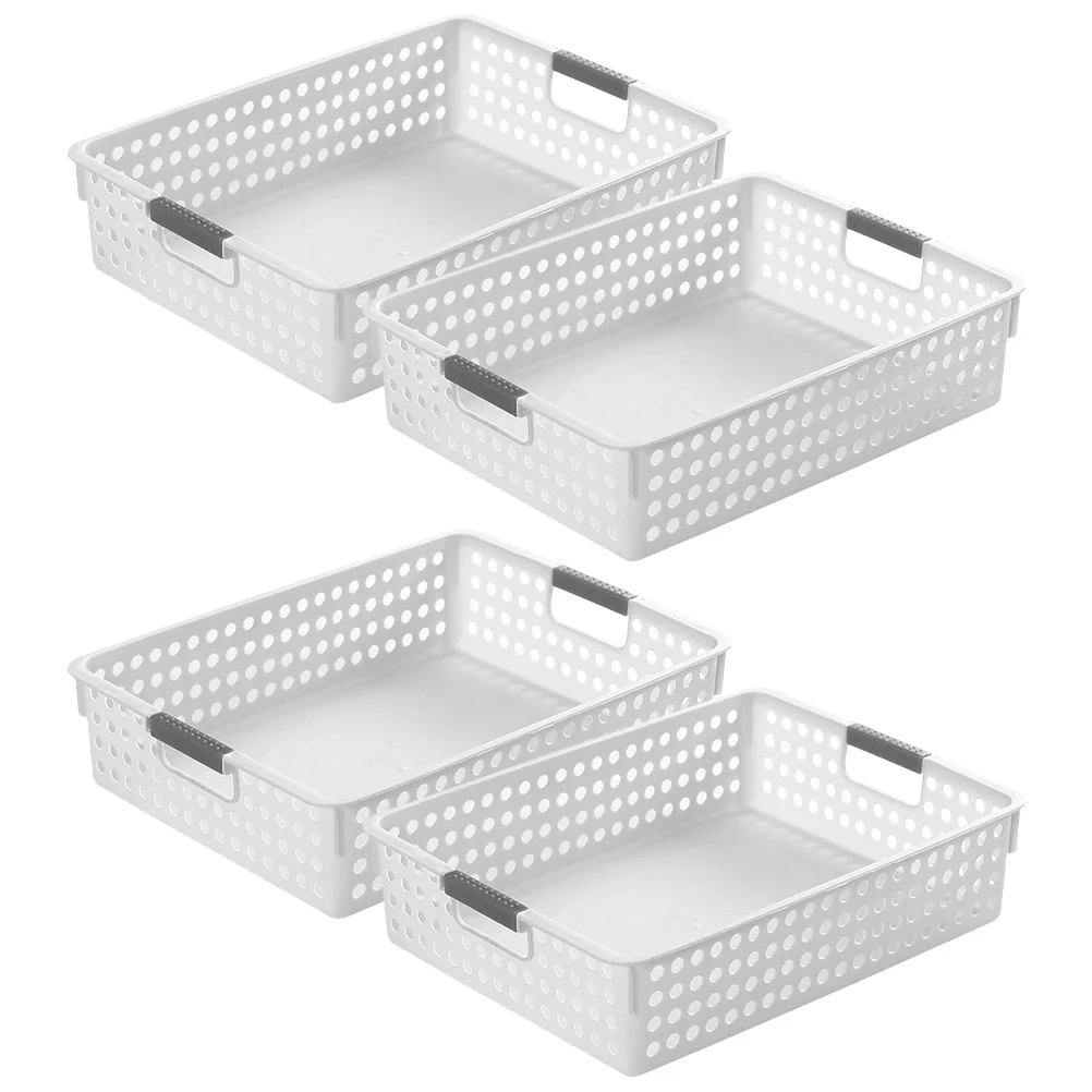 

4pcs Hollow Desktop Storage Basket Multi-Purpose Sorting Bins For Kitchen Bathroom Office Organizer Stackable Plastic Containers